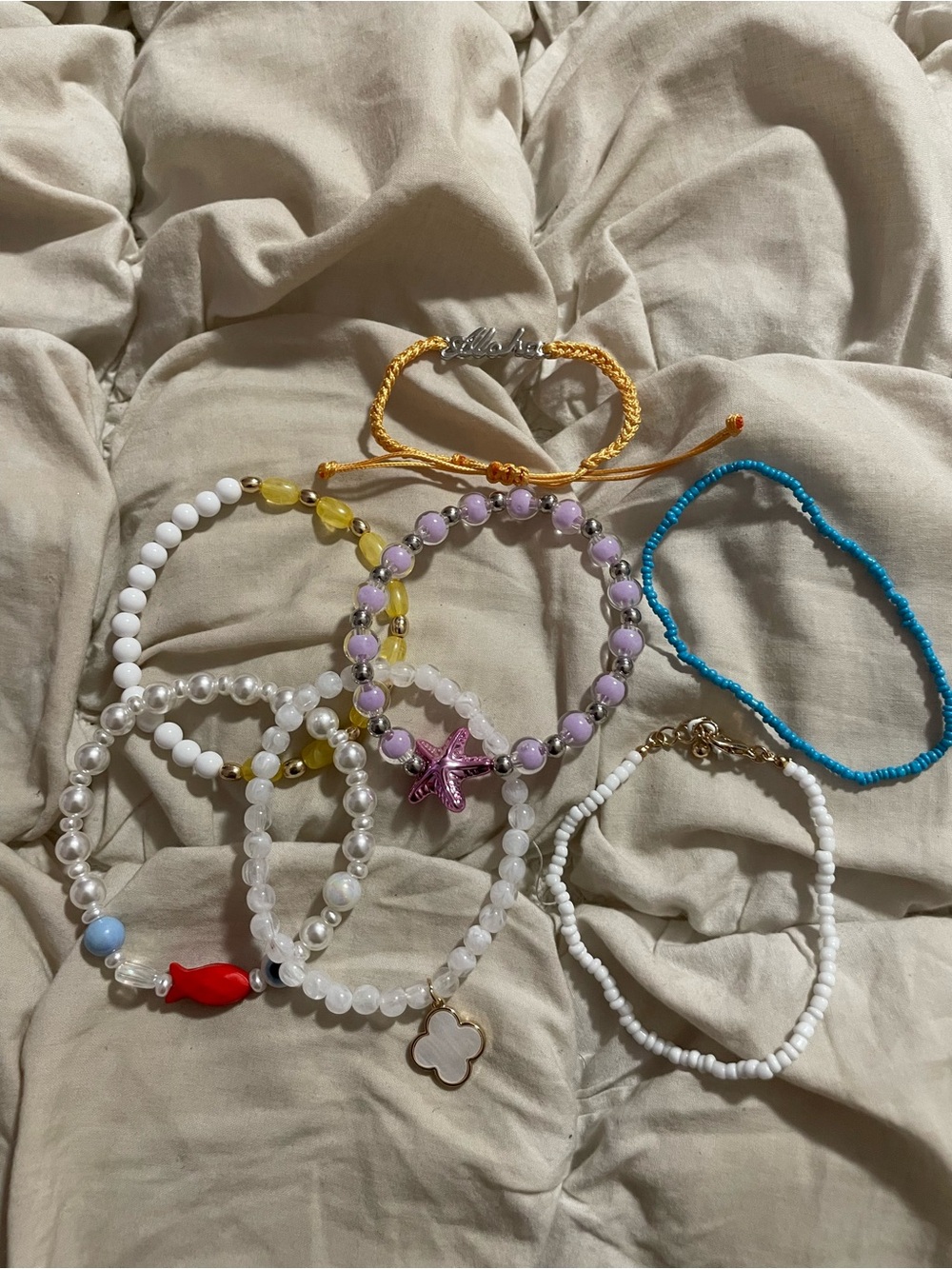 Free People Gold-Tone & Real Stone Beaded Multi-Style Bracelet Stack